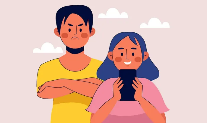 Ilustrasi pribadi yang cemburuan.