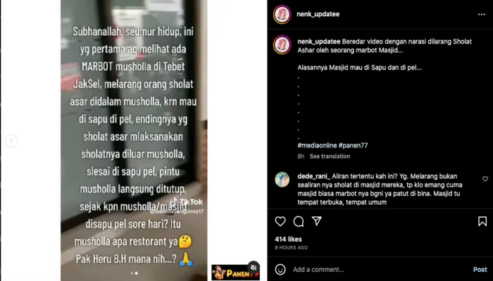 Narasi Marbot Musholla Melarang Salat Ashar