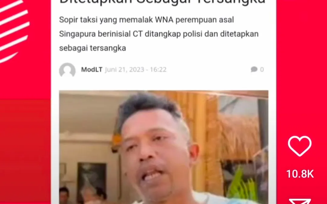 Pelaku Pemalakan Rp150.000 di Bali Sopir Taksi Jadi Tersangka