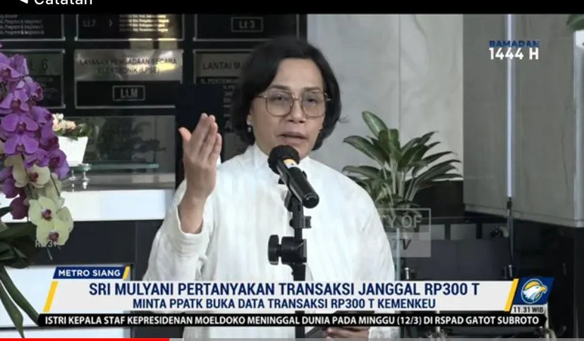 Sri Mulyani Pertanyakan Transaksi Janggal Rp 300 Triliun