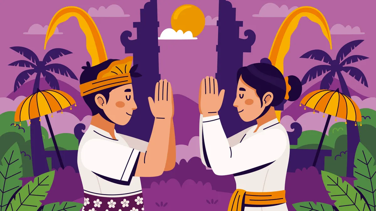 Ilustrasi ucapan selamat merayakan Hari Raya Nyepi 2023 untuk umat Hindu Bali.