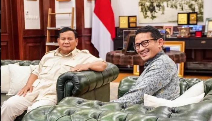 Menteri Pertahanan Prabowo Subianto melakukan pertemuan dengan Menparekraf Sandiaga Uno pada 27 Maret 2023 lalu.