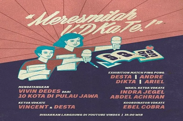 Dikta dan Ariel Noah Bakal Tanding Ping Pong di Acara Meresmilah VDKate di Akun YouTube Vindes