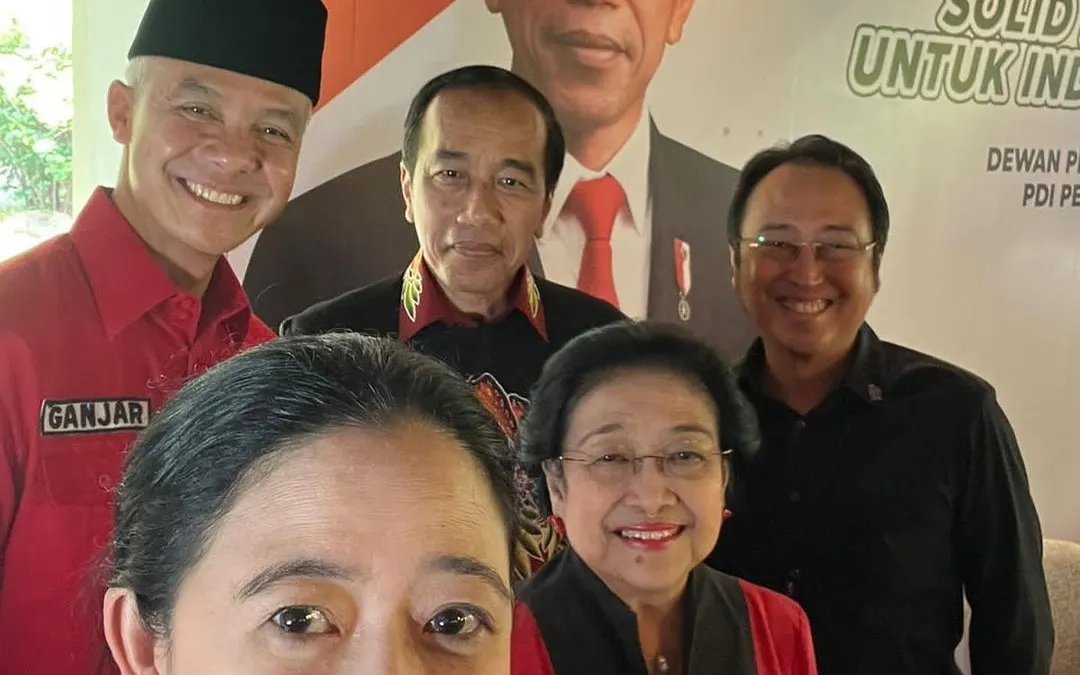 Puan Maharani bersama Ganjar Pranowo, Presiden Jokowi dan Megawati