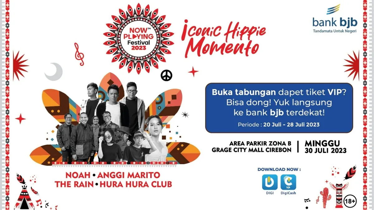 Now Playing Festival siap menghibur masyarakat Cirebon pada 30 Juli 2023 mendatang di area parkir zona B Grage City Mall.