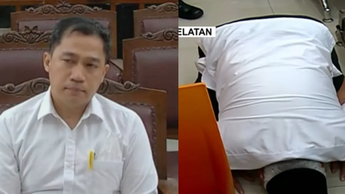 Sang ayah menangis saat Arif Rachman Arifin diganjar dengan hukuman 10 bulan penjara oleh Majelis Hakim.