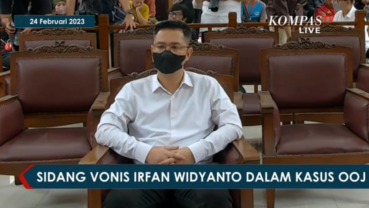 Sidang vonis Irfan Widyanto.(Tangkap Layar YouTube KOMPASTV)