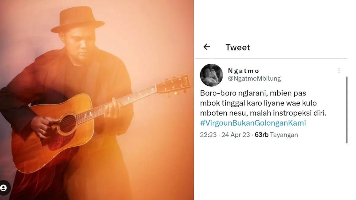 Kolase Foto Virgoun dan Cuitan Twitter Ngatmo Mbilung