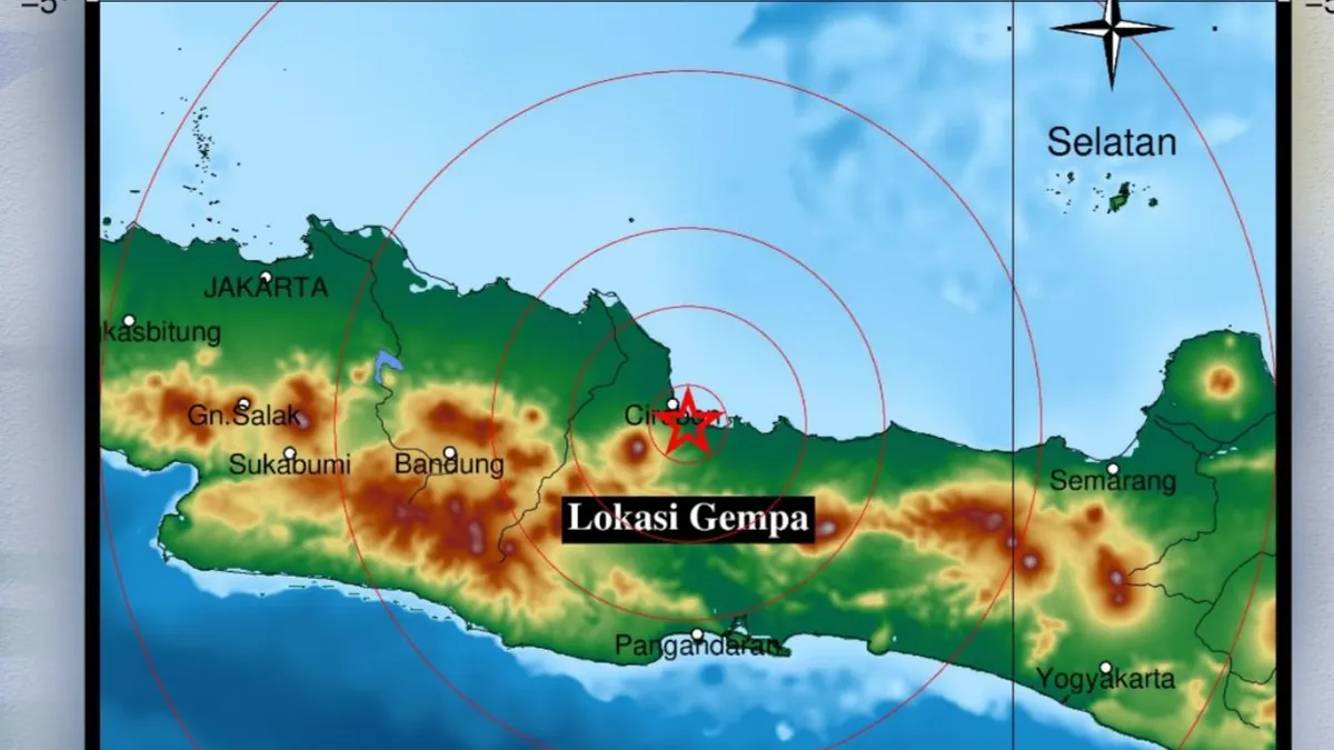 Guncangan gempa bumi kembali terjadi di wilayah Kota Cirebon, Jawa Barat dengan skala magnitudo M 2,9 pada Kamis, 15 Juni 2023.