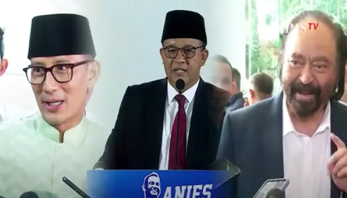 Sandiaga Uno,  Anies Baswedan dan Ketua NasDem Surya Paloh