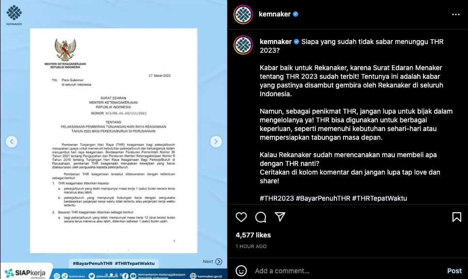 THR Pekerja/Buruh Paling Lambat Cair H-7 Lebaran