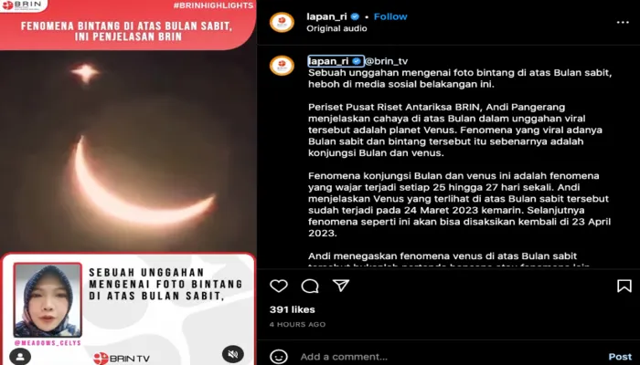 Viral Fenomena Bintang di Atas Bulan Sabit