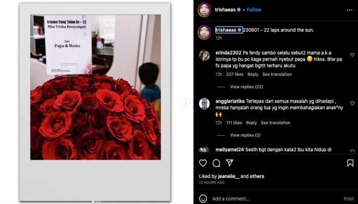 Tulisan Haru Ferdy Sambo dan Putri Candrawathi