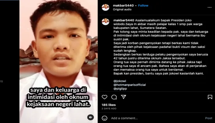 Siswa Kelas 1 SMP di Lahat Ngaku Diintimidasi Kejaksaan