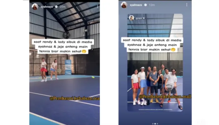 Potret Kebersamaan Jeje dan Syahnaz SIbuk Main Tenis