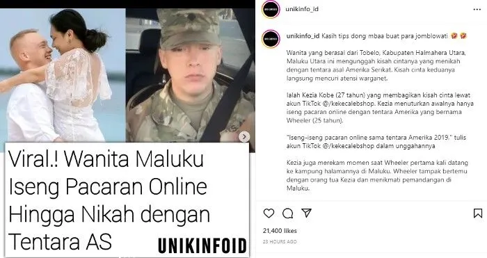 Viral! Ngaku Iseng Pacaran, Wanita Maluku Ini Dinikahi Tentara Amerika Serikat, Netizen Heboh Minta Tipsnya..