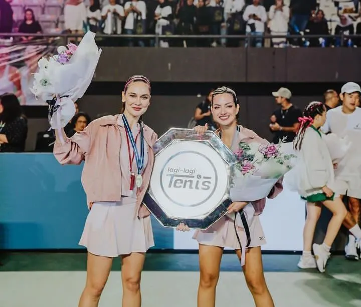 Potret Luna Maya dan Nia Ramadhani usai dinyatakan menang Lagi-Lagi Tenis.