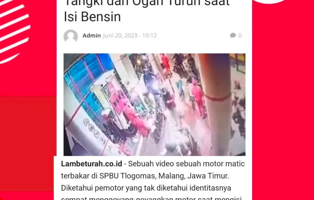 Viral Motor Vixion Terbakar di SPBU Jatim
