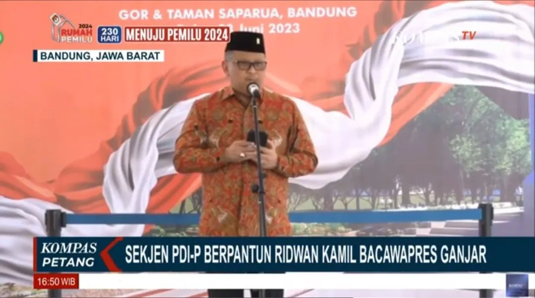 Sekjen PDIP Hasto Senggol Ridwan Kamil Jadi Bacawapres Ganjar