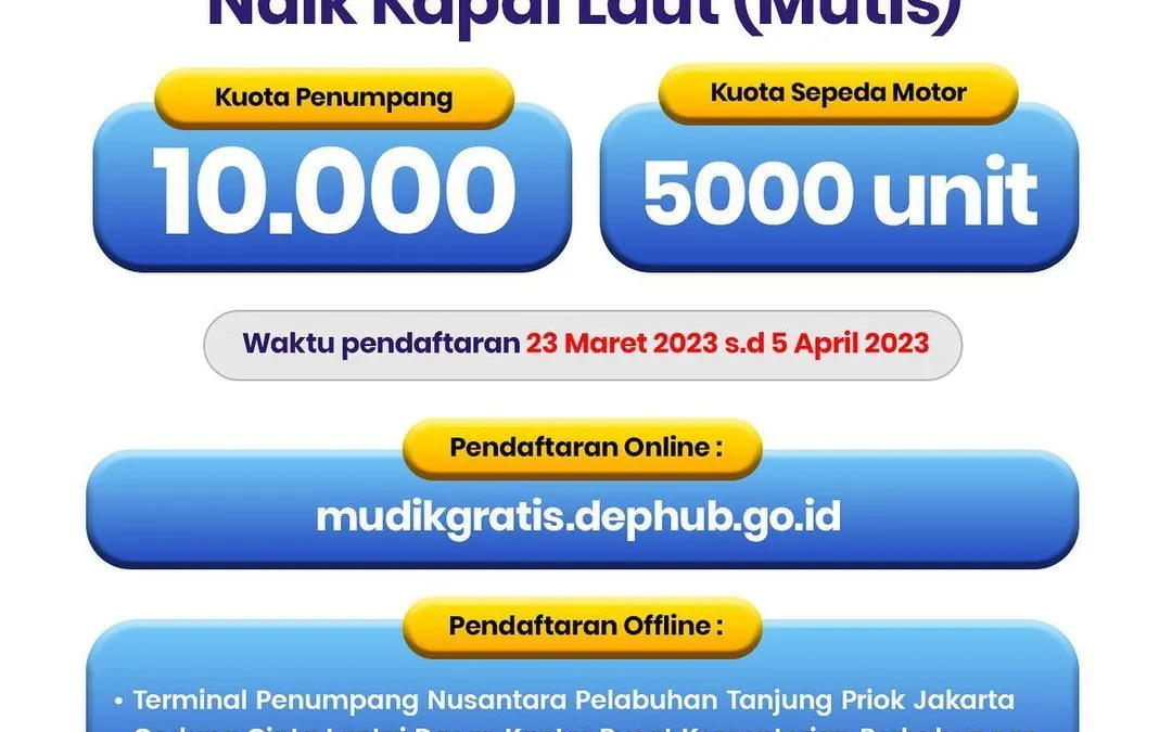 Mudik gratis bagi sepeda motor atau motor naik kapal laut (Mutis) 2023 