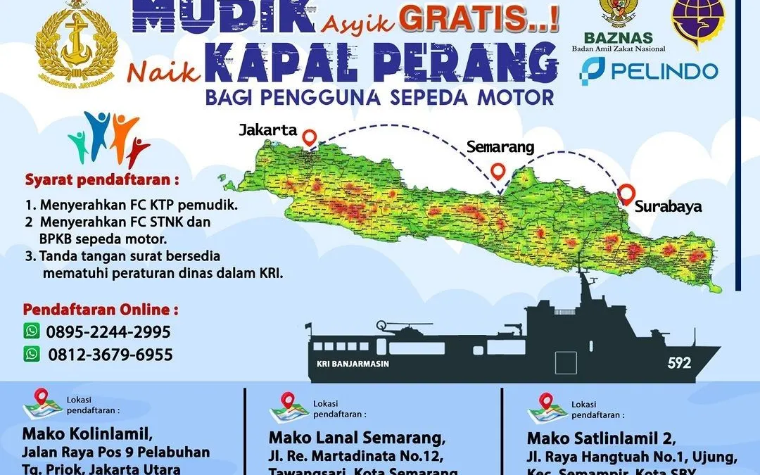 Mudik Gratis Naik Kapal Perang TNI AL