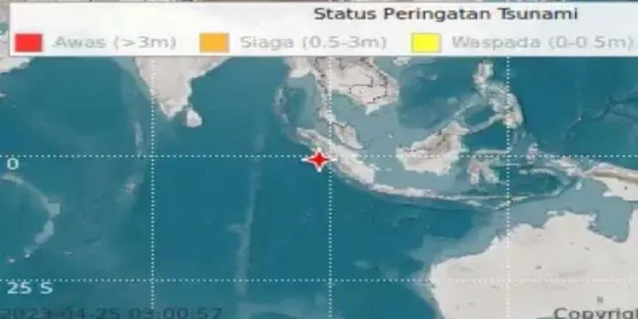 Gempa M 7,3 Guncang Kepulauan Mentawai Sumatera Barat, Selasa 25 April 2023 dini hari tadi
