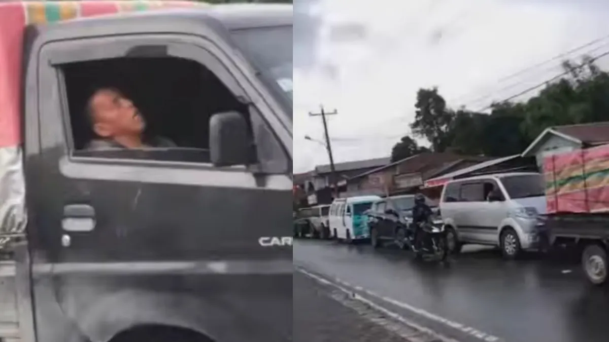 Viral Video Pengemudi Pick Up Tertidur 