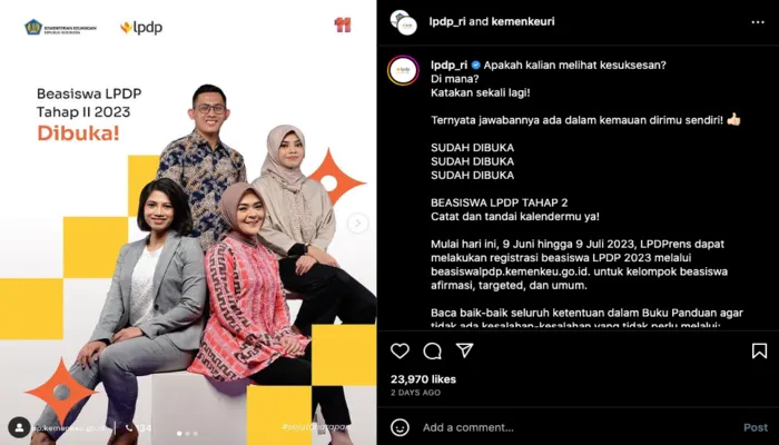 Pendaftaran Beasiswa Lembaga Pengelola Dana Pendidikan (LPDP) 2023 Tahap 2 sudah dibuka oleh pemerintah.