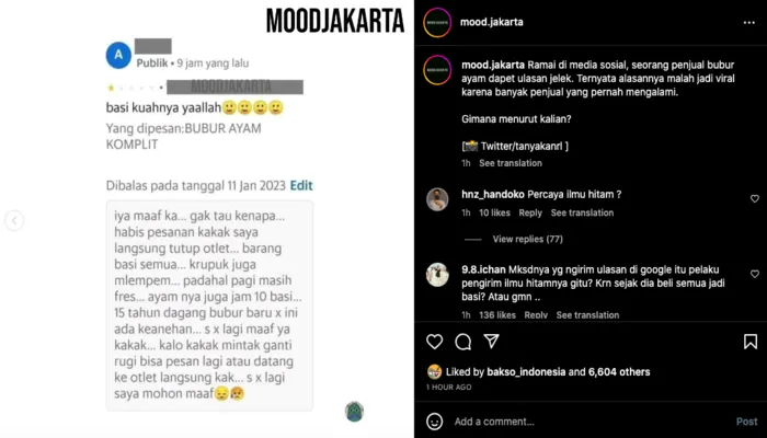 Viral di media sosial soal ulasan jelek pedagang bubur ayam di Google Maps yang justru mengundang reaksi netizen untuk curhat hal yang sama.