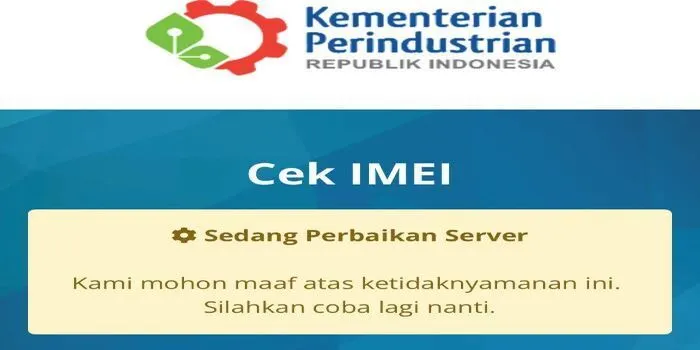 Cek IMEI Kemenperin.go.id Masih Perbaikan Server