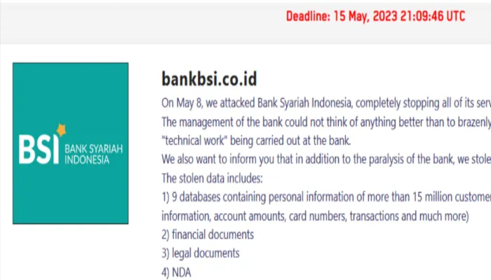 Terungkap Pengakuan Hacker yang Membobol Data BSI Hingga 1,5 TB
