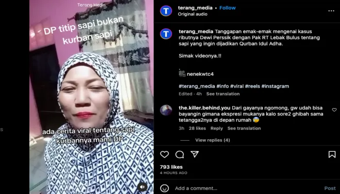 Emak-emak menjelaskan kronologi sebenarnya dari perseteruan antara Dewi Perssik dan Ketua RT soal hewan kurban.