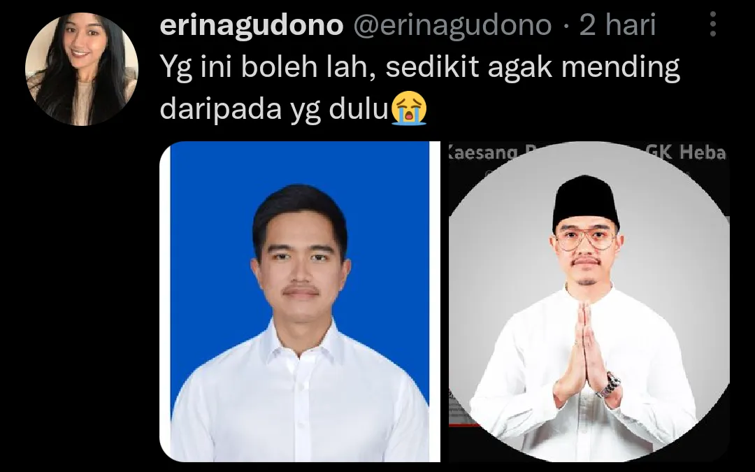 Melalui akun media sosial, sosok Erina Gudono menyorot para wartawan yang memberitakan Kaesang Pangarep soal foto jadul.