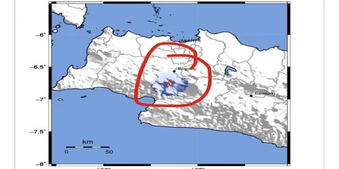 Gempa Bogor 3,4 M Malam Ini
