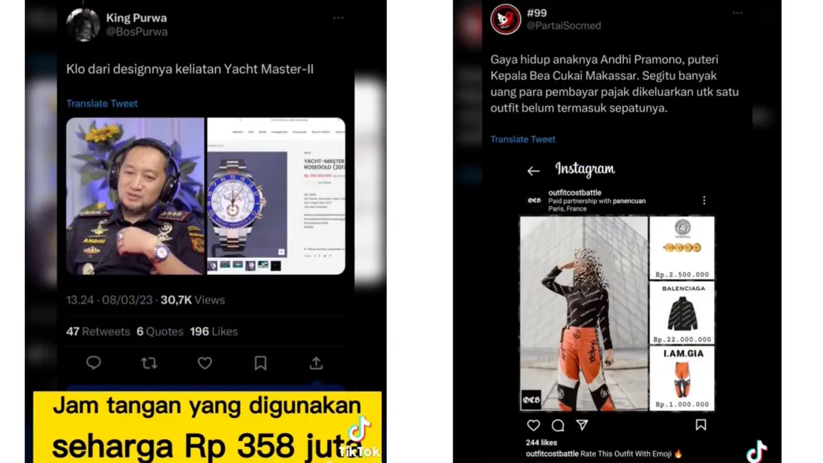 Harga Outfit Diduga Anak Kepala Bea Cukai Makassar Andhi Pramono