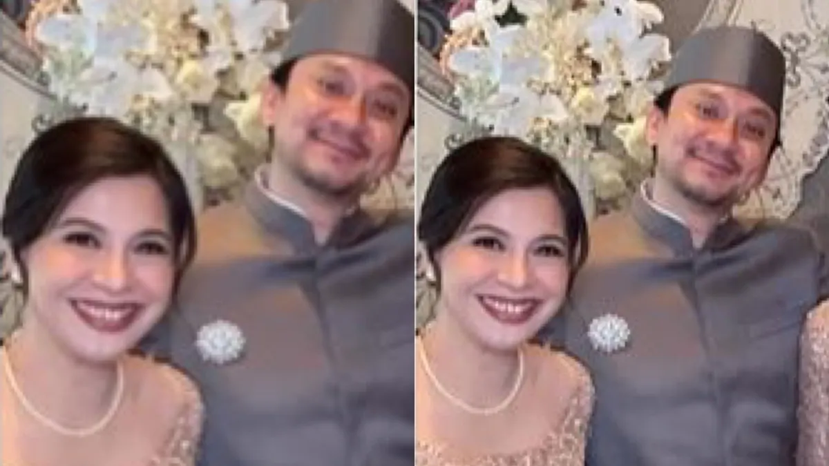 Pasangan Vincent Rompies dan sang istri Fifi Karamoy mencuri perhatian saat hadir di acara pernikahan Enzy Storia.