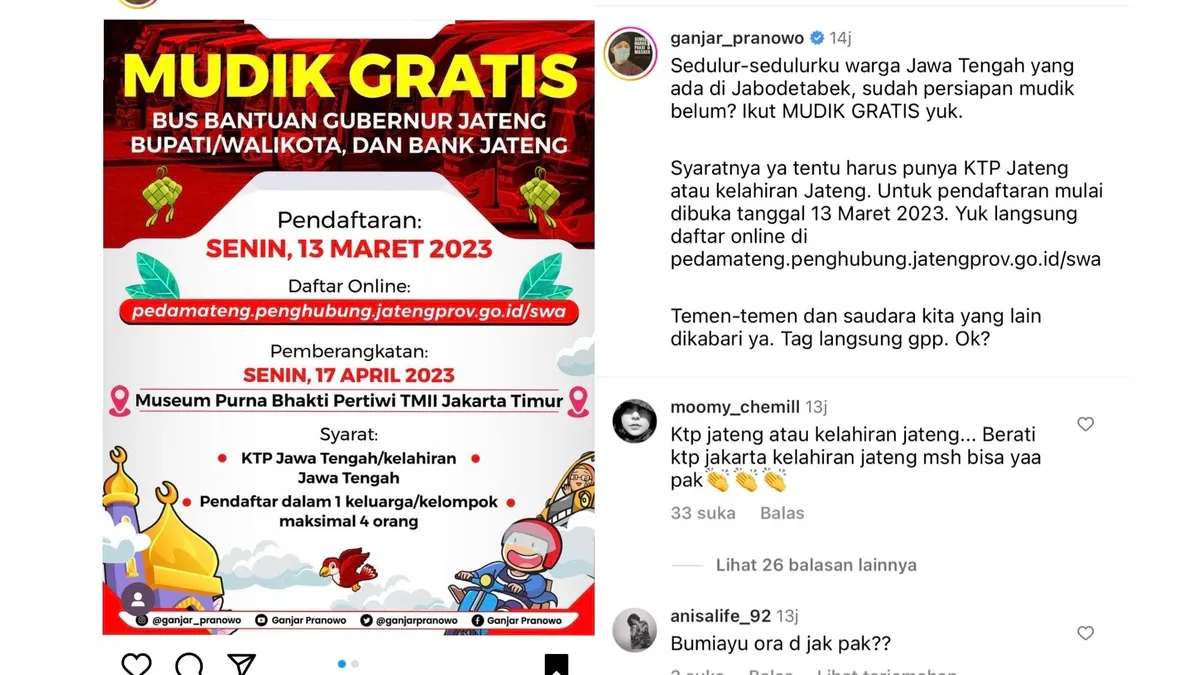 Poster Pengumuman Mudik Gratis 2023