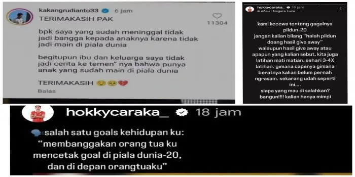 Komentar dan Curhatan Para Pemain Timnas U20 di Instagram