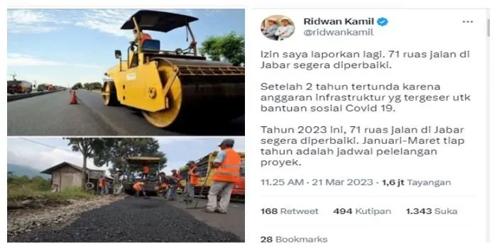 Postingan Ridwan Kamil yang Disentil Seoarang Warganet