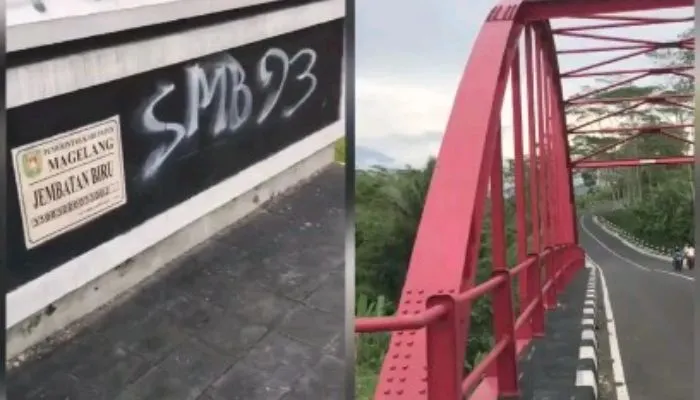 Viral Video Jembatan Biru tapi Berwarna Merah di Magelang