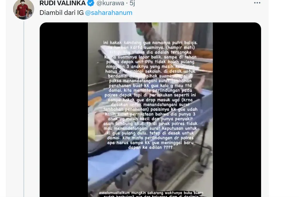 Heboh di Twitter diduga korban kekerasan dalam rumah tangga (KDRT) di Depok.