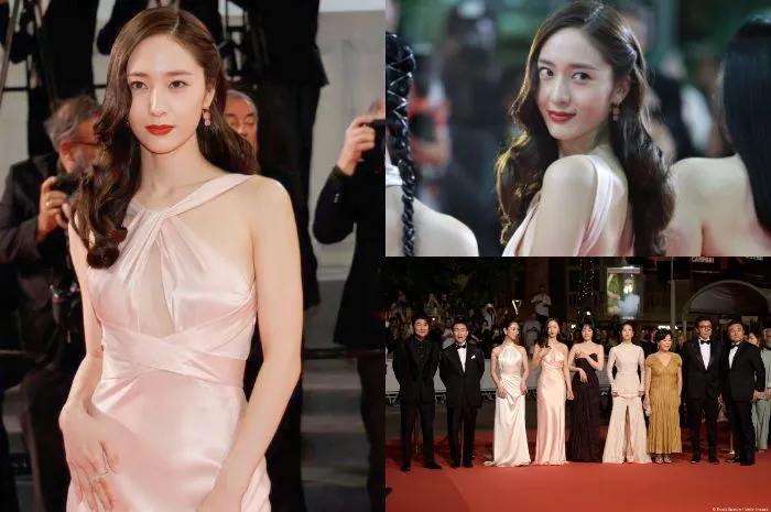 Krystal di Festival Film Cannes bersama para pemain Cobweb lainnya