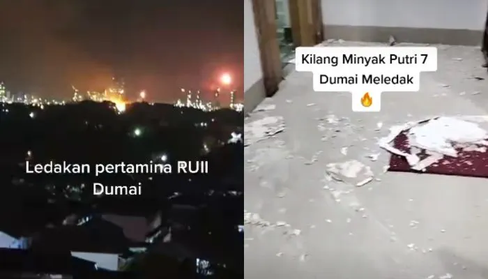 Kolase Foto Ledakan Kilang Minyak Dumai