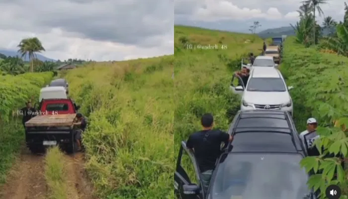 Viral Puluhan Mobil Terjebak Macet di Kebun Singkong di Sukabumi