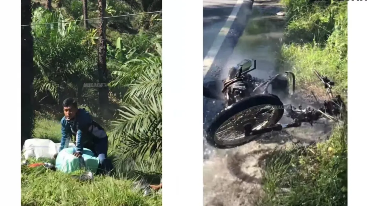 Kasian motor kurir hangus terbakar saat hendak antarkan paket