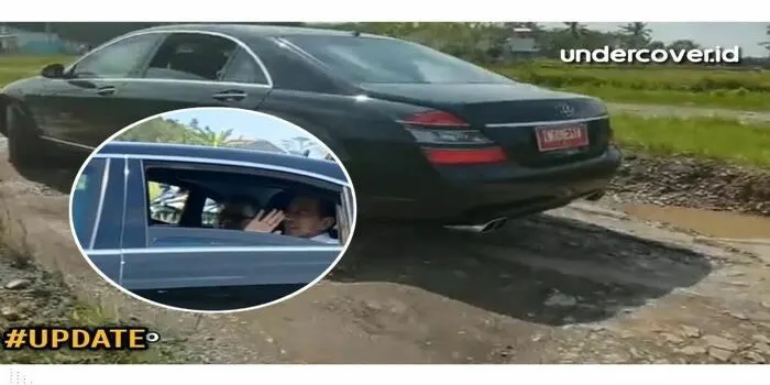 Kondisi Mobil yang Dinaiki Presiden Jokowi Saat Melintas di Jalanan Rusak di Lampung