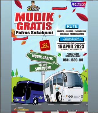 Polres Sukabumi Gelar Mudik Gratis dari Jakarta ke Sukabumi