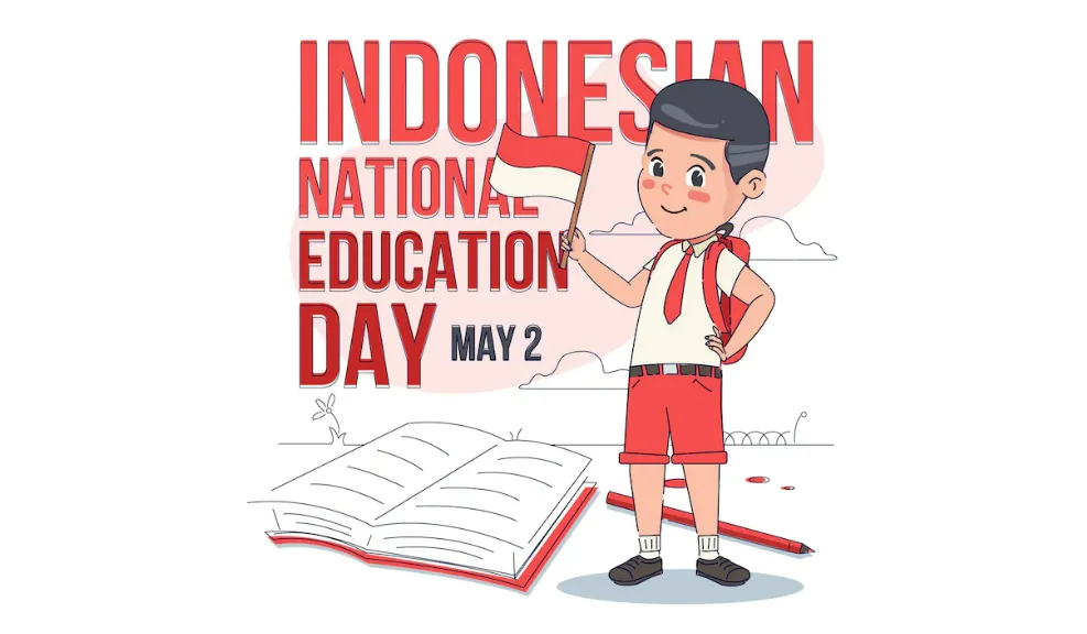 Ilustrasi poster pilihan dengan tema Hari Pendidikan Nasional atau Hardiknas dengan desain menarik.