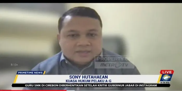 Sony Hutahaean Kuasa Hukum Pelaku AG