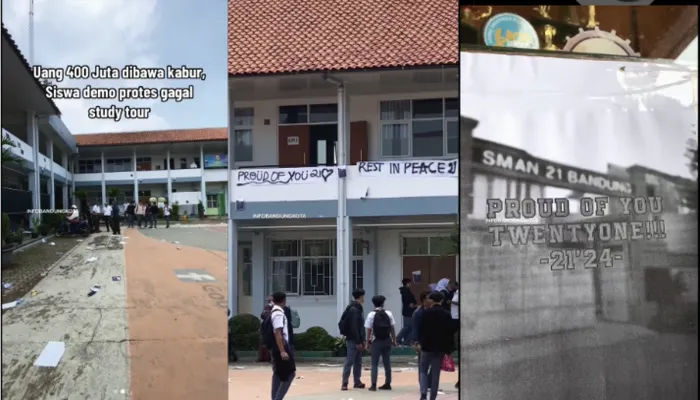 Ratusan siswa SMAN 21 Bandung akhirnya harus gagal berangkat study tour karena diduga uang mereka dibawa kabur pemilik travel senilai Rp400 juta.